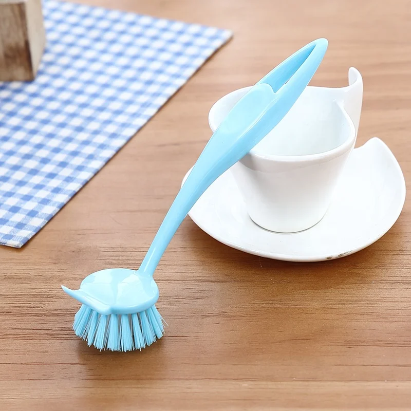 
small long handle plastic kitchen scrub cleaning brush for pot and vegetable 