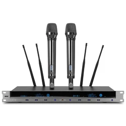 New Wireless Microphone 2 Channel UHF Band Metal Body  Handheld Dynamic Karaoke Microphone for DJ Party Stage Church Performance