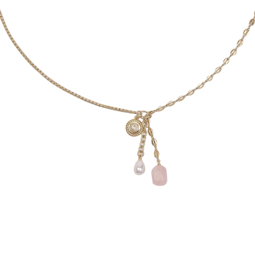 Simple and versatile long pendant single-layer necklace temperament retro palace mixed pendant lasso necklace jewelry female