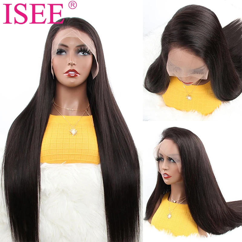  Hot Sale Transparent Lace Front Wig With Baby Hair 40 Inch Long Human Cuticle Aligned Double