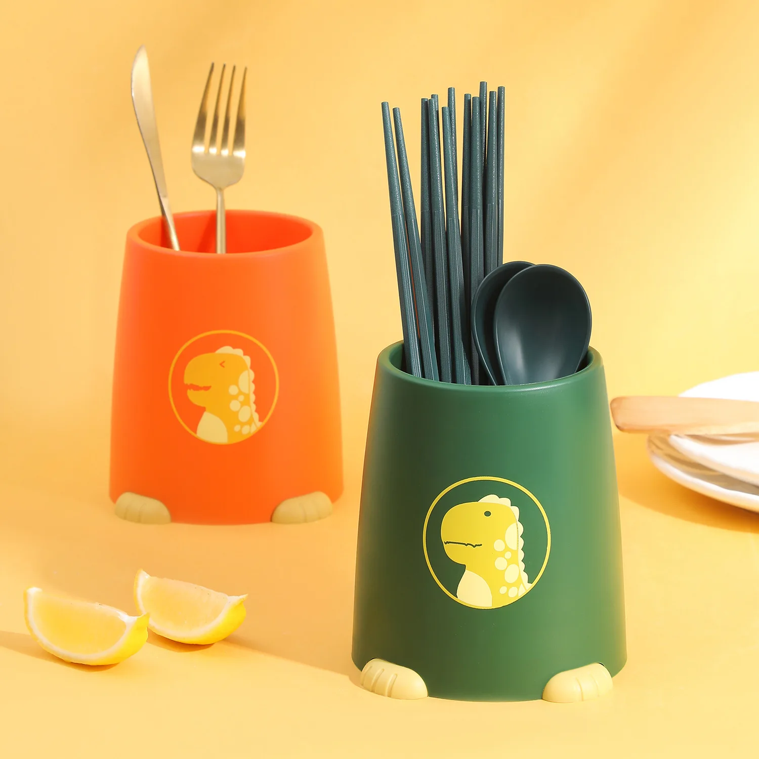 Кухонный держатель для палочек с двойной сеткой, мультяшный держатель для палочек, клетка для палочек, полки для кухонной утвари, полка для хранения посуды