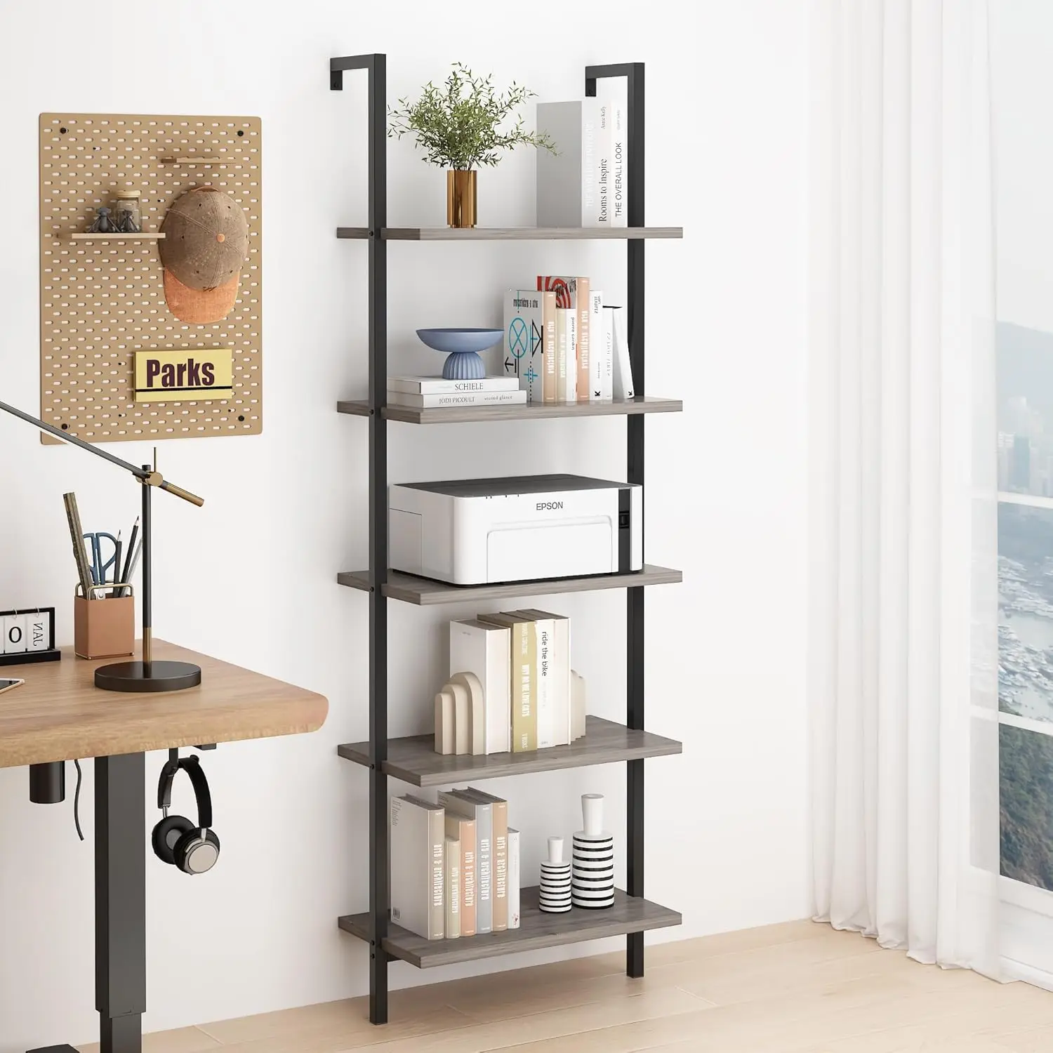 Modern bookcase wall mounted Furniture Living Room Ladder Shelf 5 Tier Wall Mounted Book Rack Nordic Bookshelf Shelves Bookcase