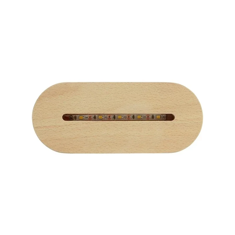 solid beech 7 Color LED Oval Wooden Night Light Base, RGB 3D Lamp Holder For Blank Acrylic Factory wholesale