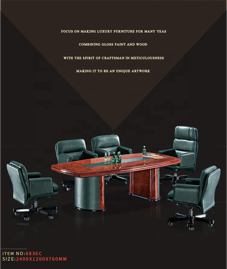 Простая классическая деревянная современная кожаная офисная мебель 6836C, столы для конференций, стол для встреч