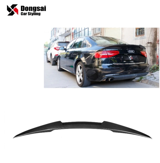 For Audi A4 S4 RS4 B8 B8.5 Add M4 Style Dry Carbon Fiber Rear Trunk Tail Wing Boot Lip Ducktail Spoiler Year 2013-2016