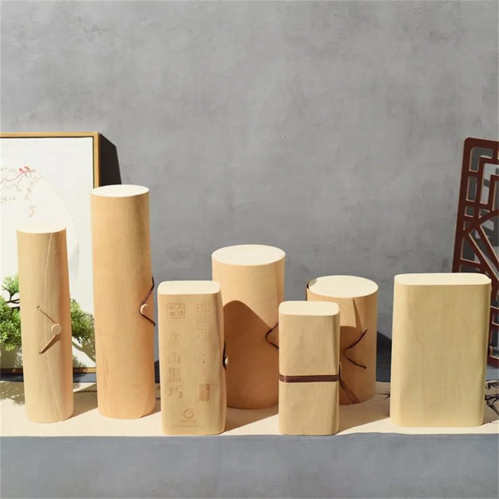 Birch Wooden Wine Gift Box Bronzing Bark Box Wine Gift Packaging pine wood box