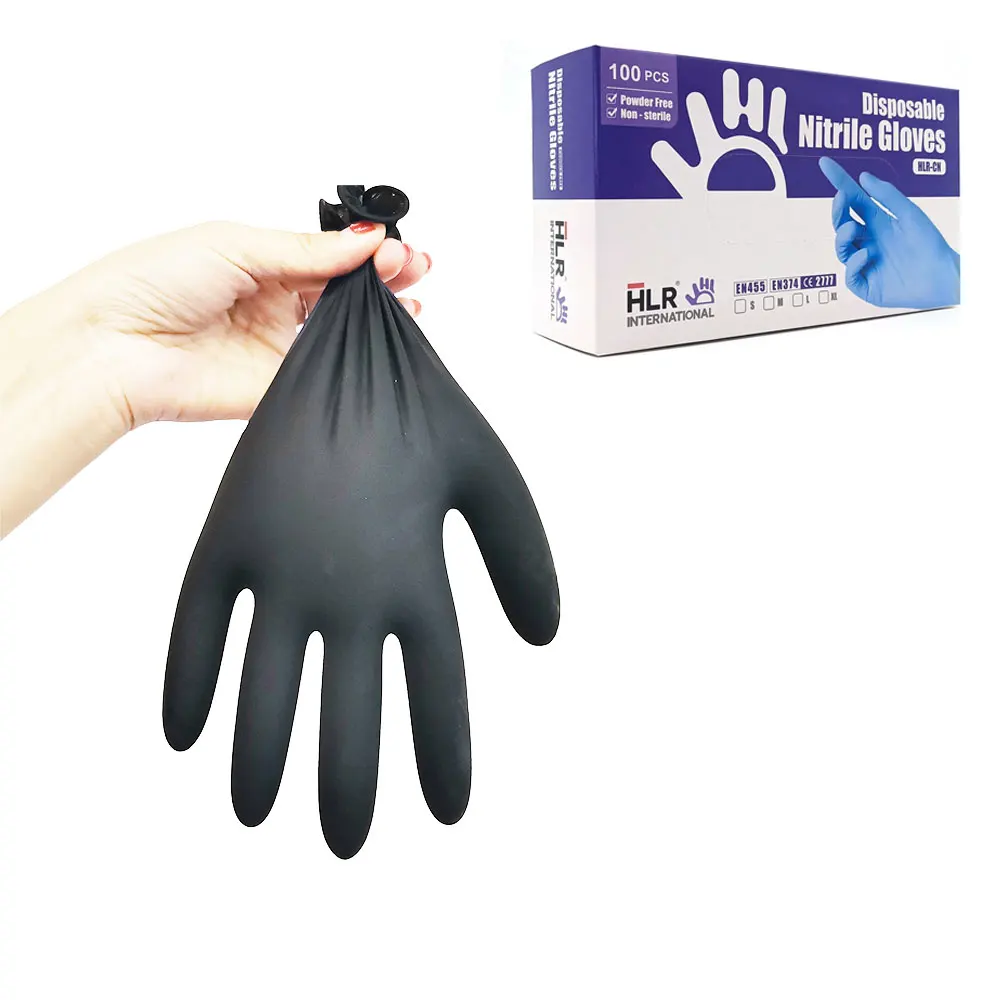 HLR Factory Direct Sales Plain Blue Nitrile Latex Strong and Durable for Disposable Nitrile Mitten