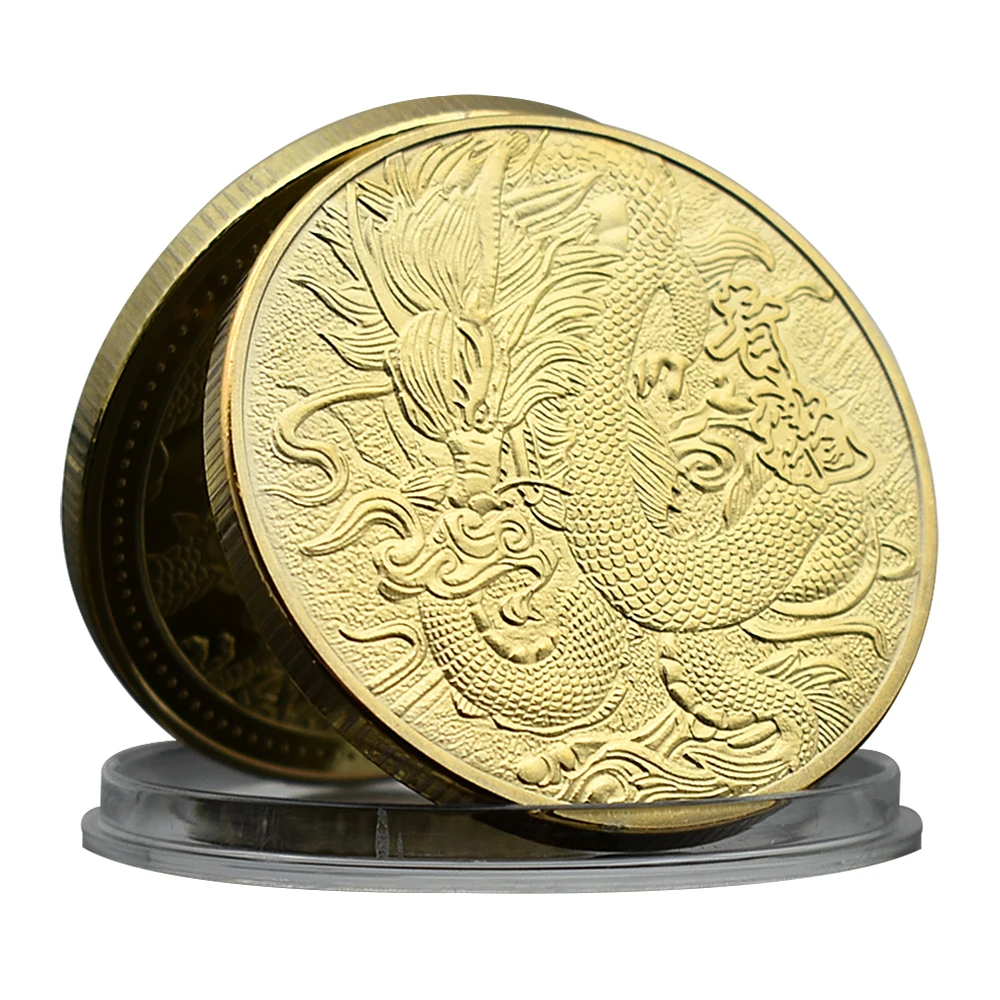 2024 China Dragon Year Commemorative Coin Metal Green Dragon Challenge Coin Medal Home Decoration Coin Collection Gift