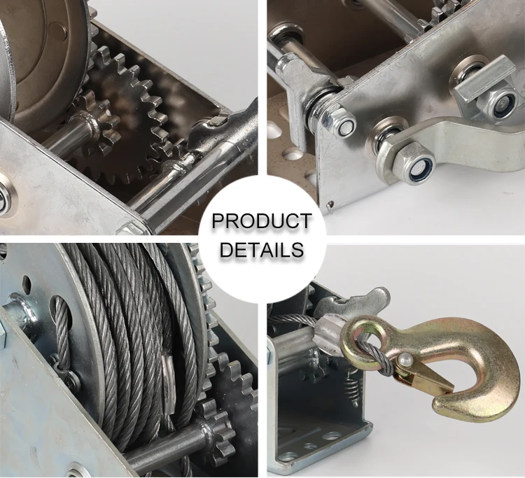 TIEKE Worm Gear Hand Winch Manual Wire Rope Traction Hoist