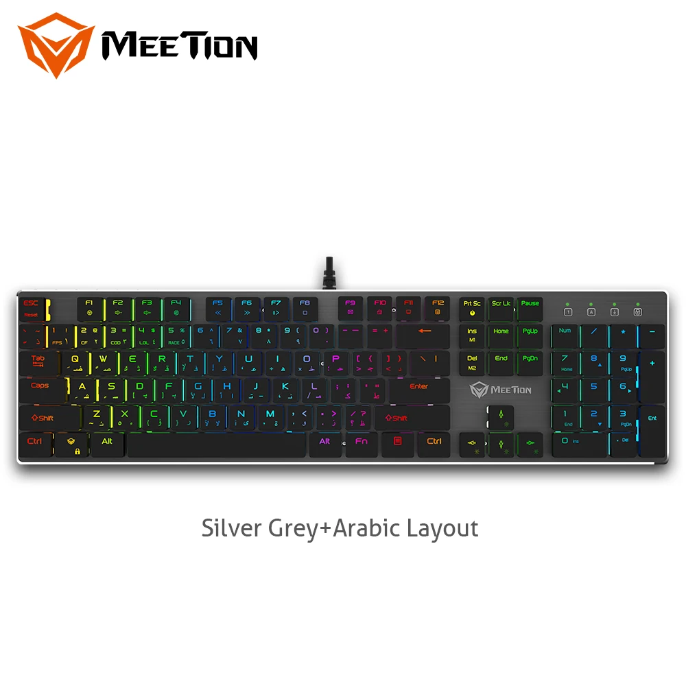 MEETION MT-MK80 Multi-language Optional Game Office Green Axis Mechanical RGB Lighting Programmable Game Keyboard