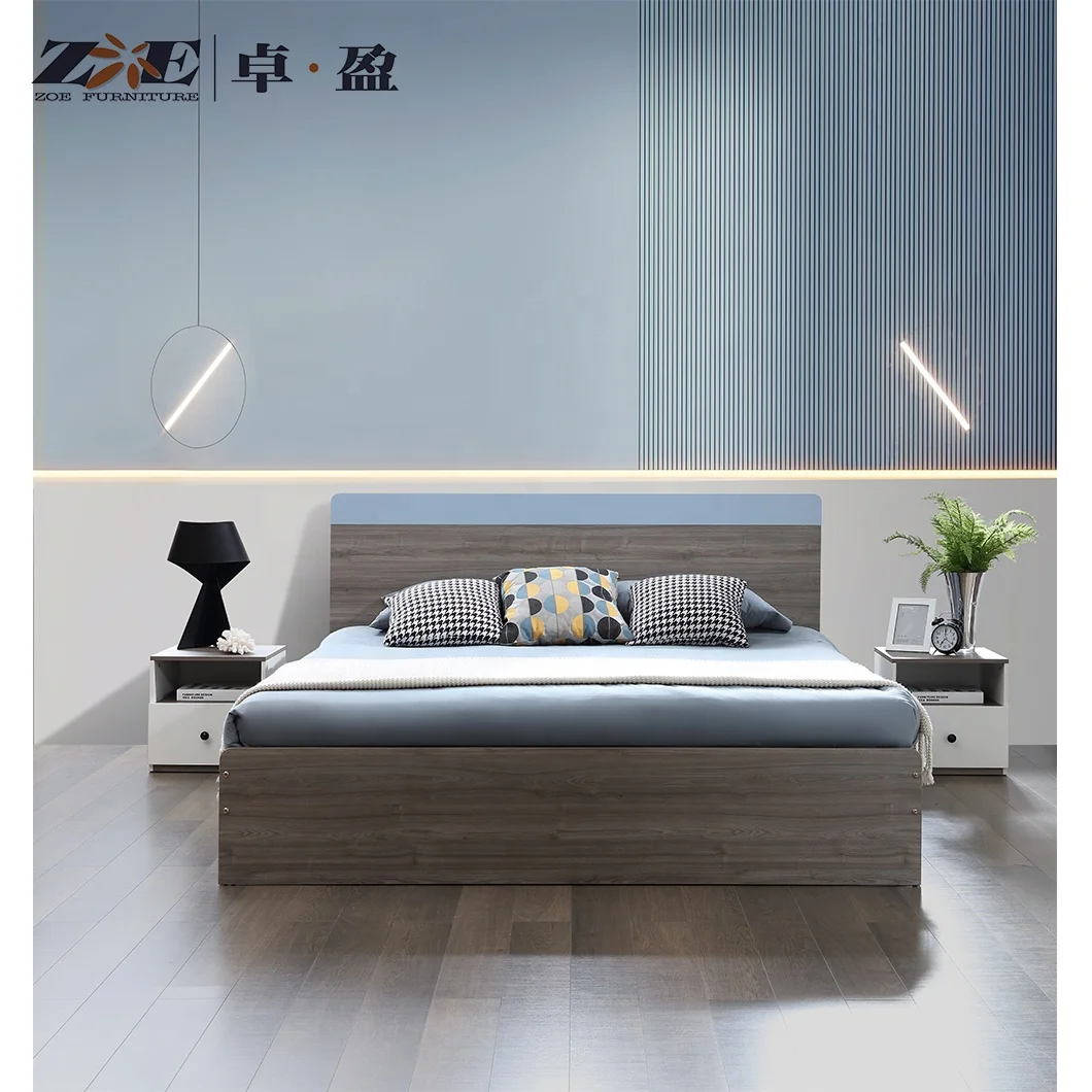 Modern smart furniture king bed frame design wooden bedroom set