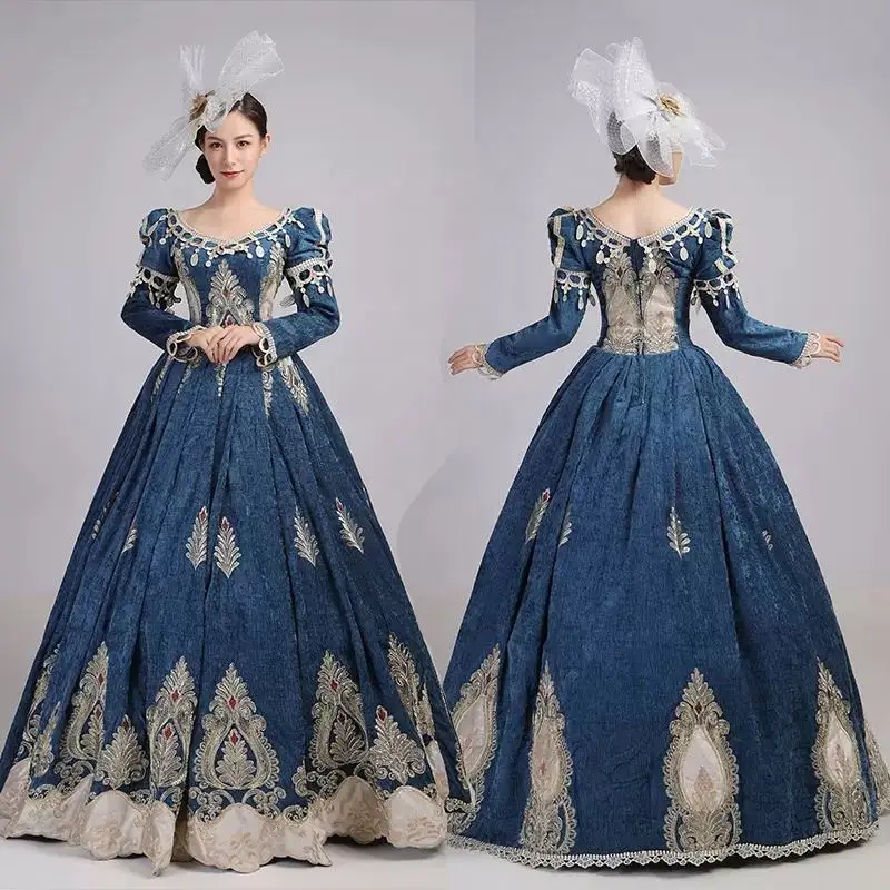 Velvet Embroidery Marie Antoinette Dress Christmas Party Ball Gown Medieval Renaissance Princess Dress Theater Costume