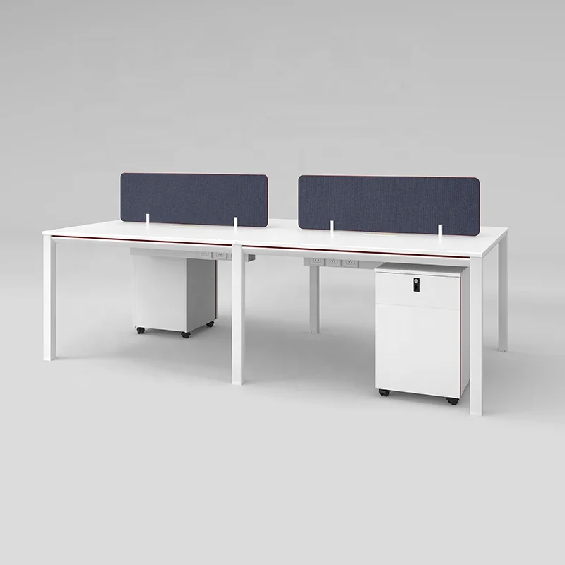 Australian Style Linear Workstations Table Sitting Facing Each Other 4 6 People Cluster Bureau de travail commercial White Desk