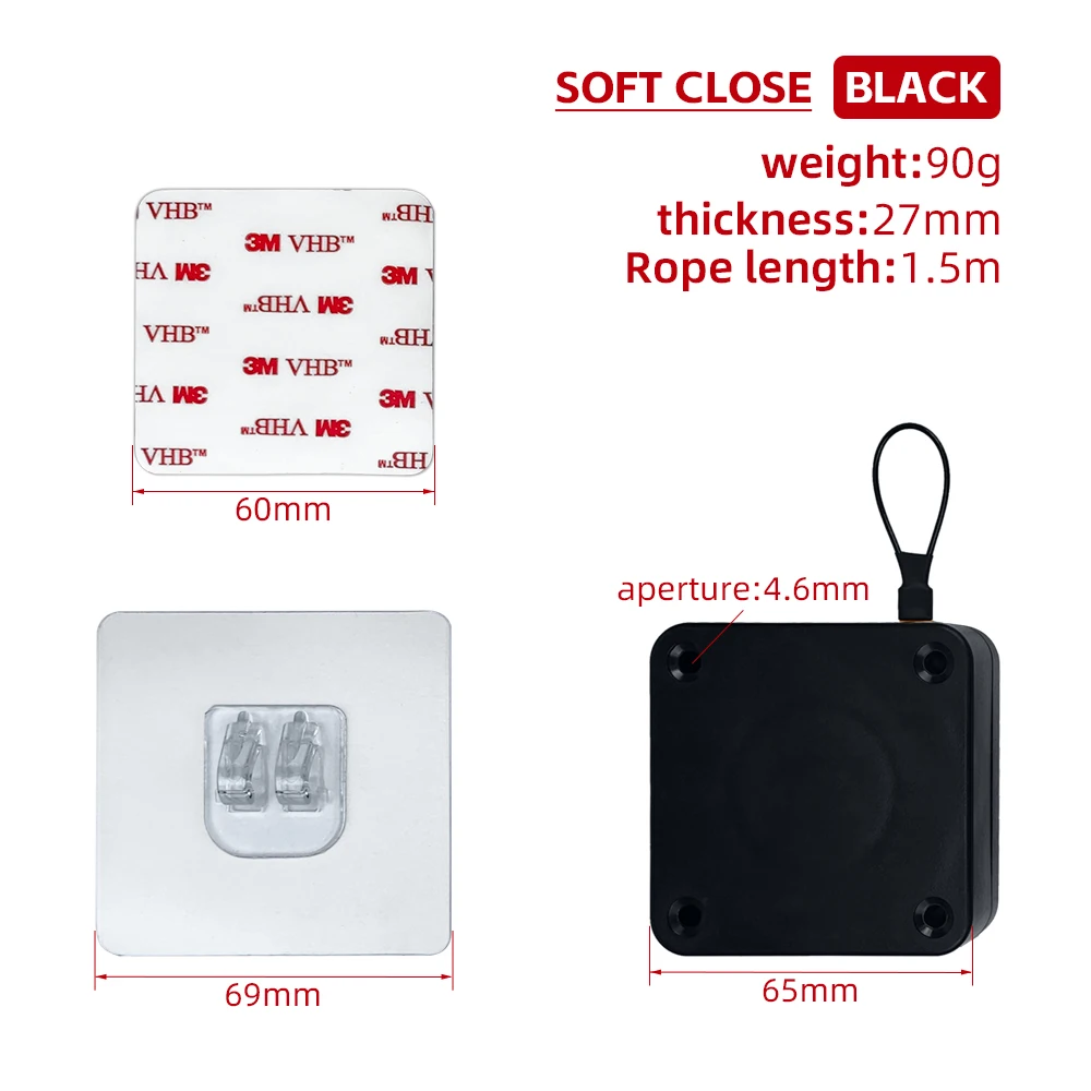 High Quality Free-punch ABS Sliding Door Closer Mini Buff Soft Closing Automatic Door Closer For Indoor