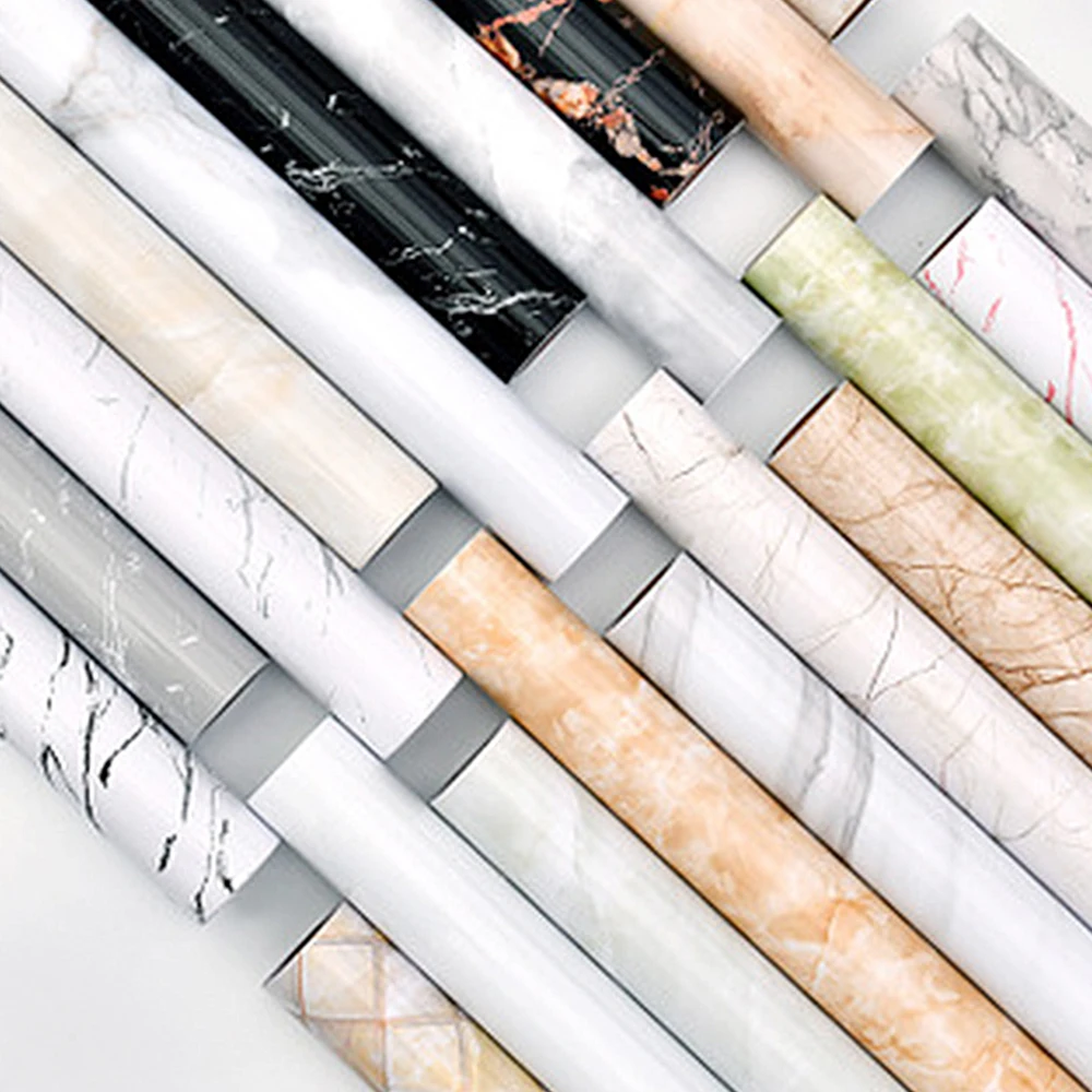 Kitchen waterproof pvc vinyl self adhesive white marble pattern mural wallpaper for walls