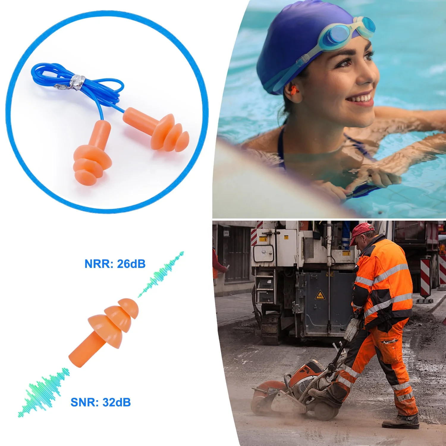 Hot Sale Reusable Silicone Earplugs for Shooting,Swimming and Construction