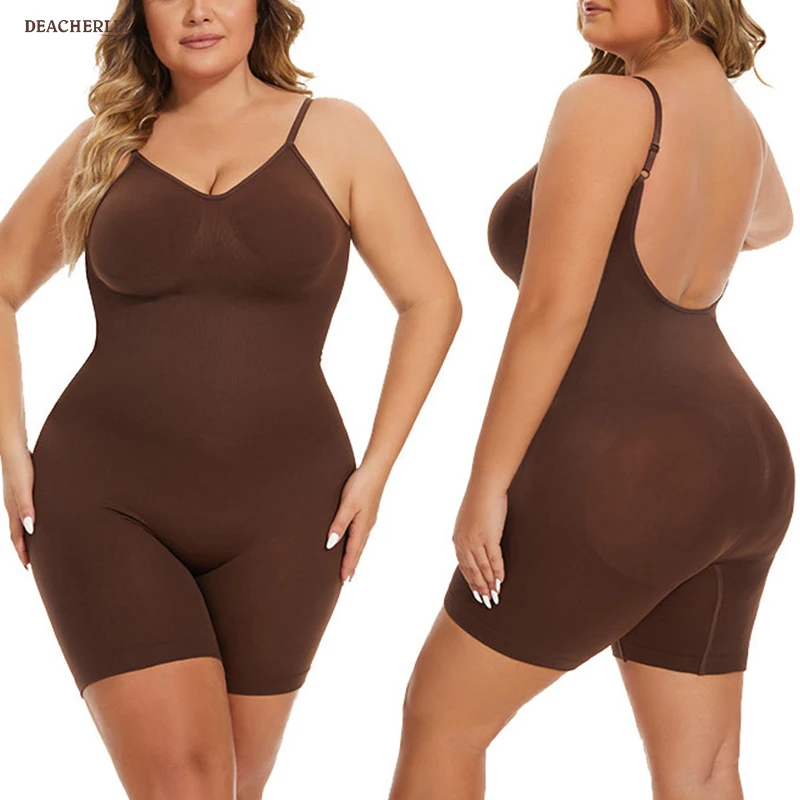 Body Gainant Open Back Femme Ventre Plat Gaine Amincissante Sculpting Shapewear Bodysuit Invisible Minceur