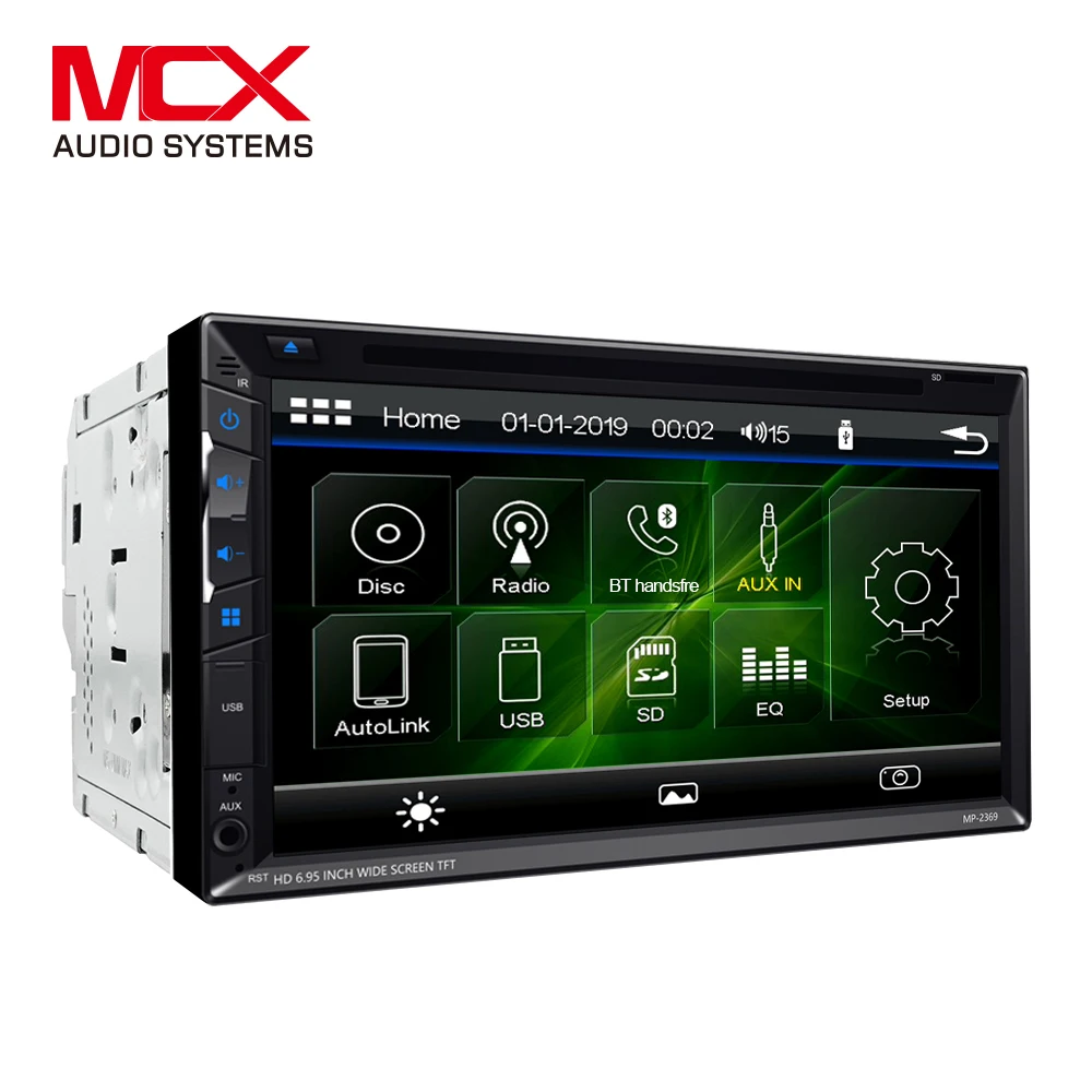 MCX custom brand dual Din touch screen multimedia stereo BT FM mirror link Motors Radio player