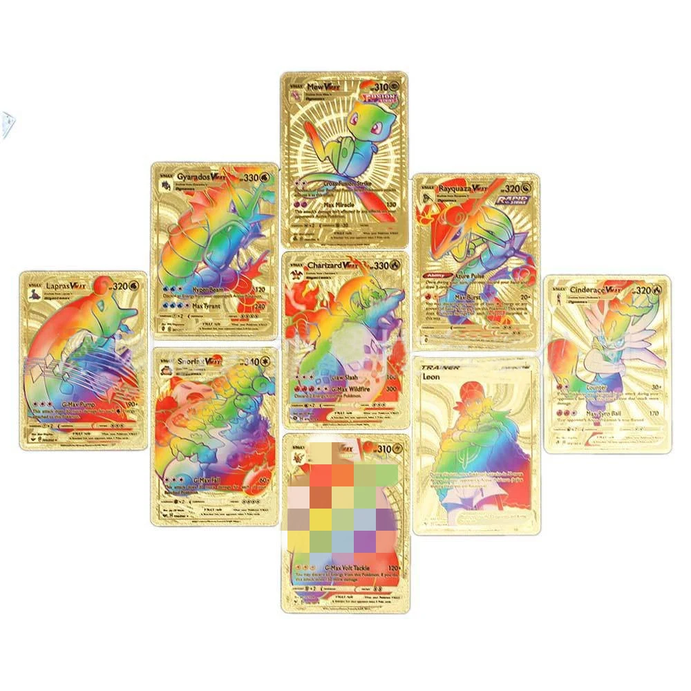 Wholesale Popular 55pcs/box Foil Poke Mon Card English French Spanish Germany Gold Foil Pokemoned Game Card