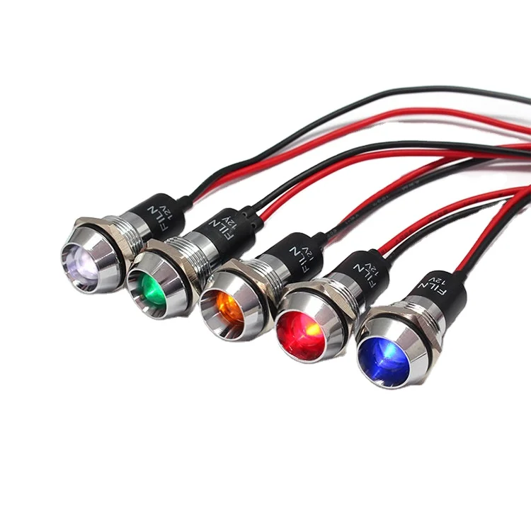 IP67 Waterproof LED Metal Warning Indicator Light 16mm Pilot Signal Lamp 3V 5V 6V 12V 24V 220v Red Yellow Blue Green White (62513090905)