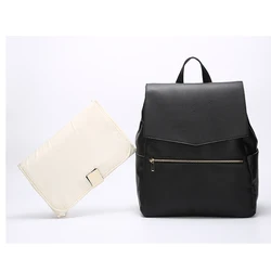 Faux Leather Diaper Bag Backpack,large capacity Diaper Backpack with Changing Pad multi-function baby changing bag for mom