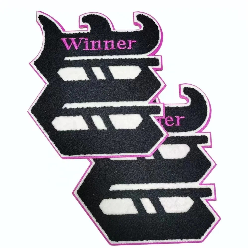 Wholesale Woven Label Clothes Badges Custom Design Towel Chenille Letter Iron On Embroidered Patches For Clothing