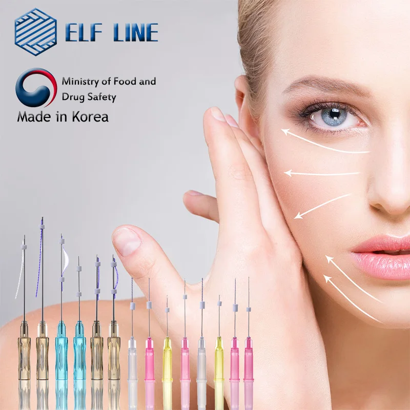 
Korea ELF LINE PDO fox eye thread lifting HyalDew eptq 6D - 12D cog Molding cog Twin Arm Cog pdo thread lift face lifting 