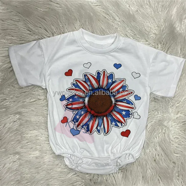 Custom 4th of July American festival Printing Children Summer Clothing Unisex Baby Summer Bubble Romper