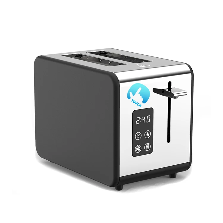 
2-Slice Stainless LED Touchscreen Toaster Reheat with 6 Shade Settings Bread Toasters 