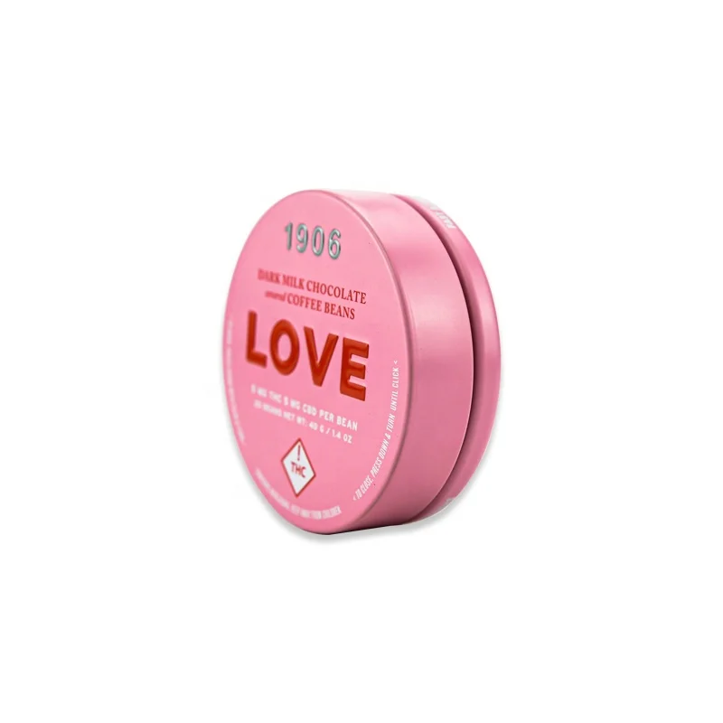 Logo printing Child proof pre rolls metal pink can box child resistant hemp tin for weed