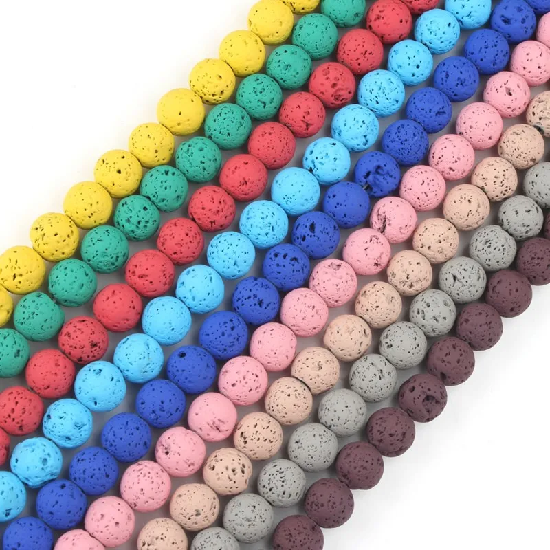 Wholesale Black Rubber Lava Stone Beads 4/6/8/10MM Volcanic Rock Round Loose Beads for Jewelry Making