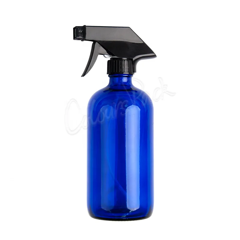 large 240ml 250ml 480ml 500ml 8oz 16oz blue amber clear empty glass spray bottle with label