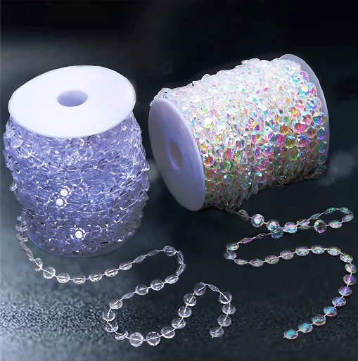 
Hongzhi Wholesale 99FT 30m Crystal Clear Bead Garland Acrylic Chandelier Hanging Garland For Wedding Decor 