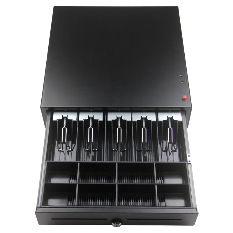 Ручной кассовый ящик GSAN RJ11/RJ12/USB 405 мм 4 купюры 8 монет нажмите красную кнопку чтобы открыть geldkassette