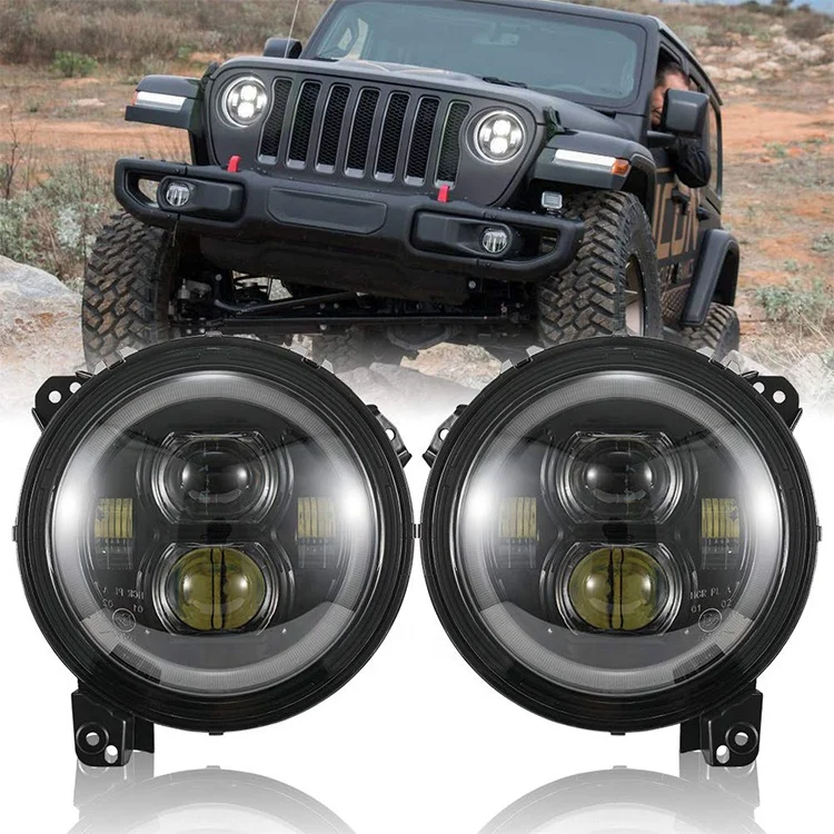 9 inches Round 90w IP67 LED headlamps for Wrangler JL  2018-2023 Gladiator