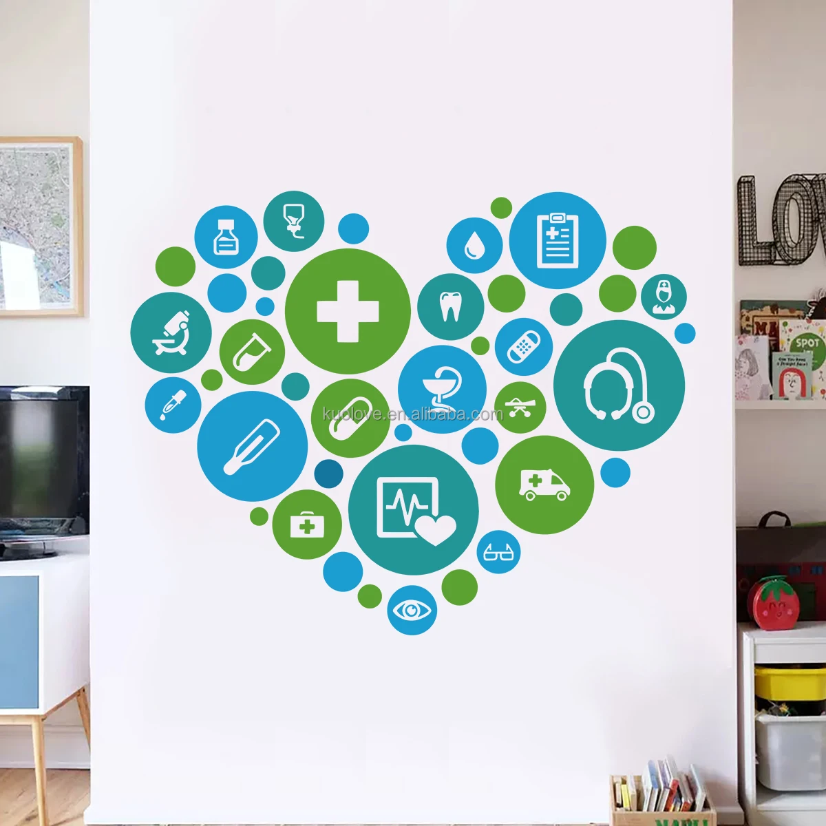 Medical knowledge popularization chemical ware wall stickers Hospital clinic background wall Creative decoration wallpaper