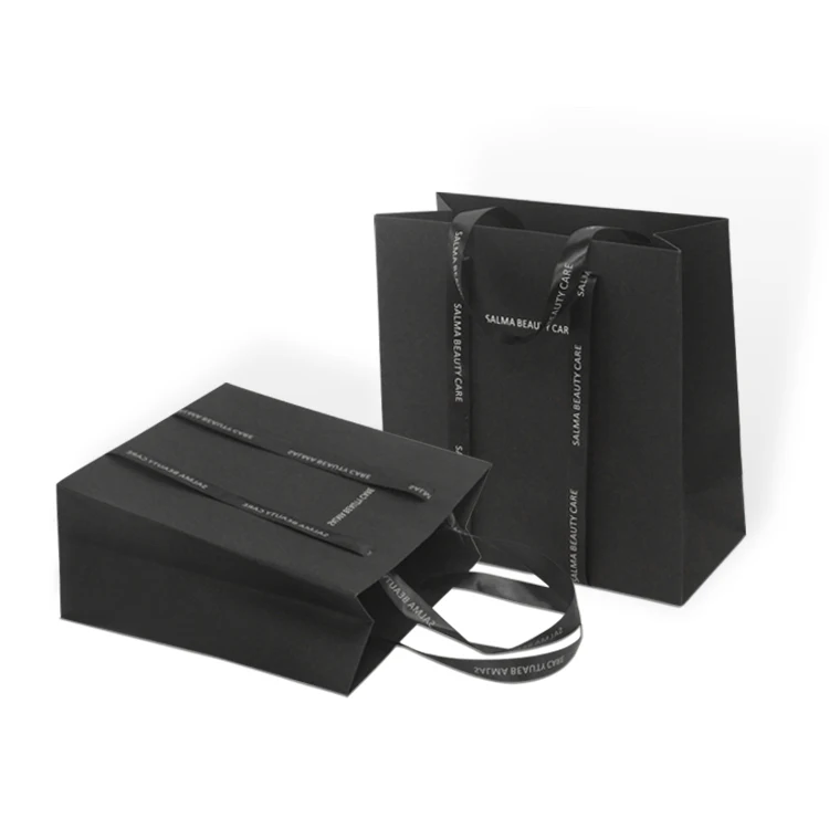 factory custom fashion satin drawstring boutique shopper gift paper kraft bag with print your own logo