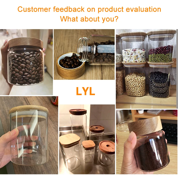 Custom Wholesale High Borosilicate Airtight 8oz 14oz Spice Storage Glass Jar With Bamboo Wood  Lid