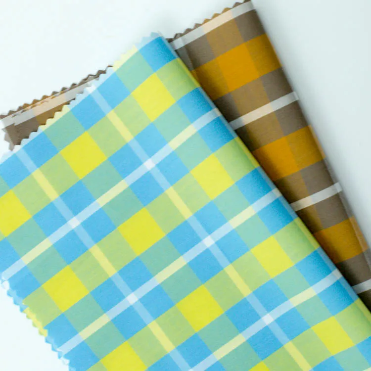 Famous Brand 100% Pure Cotton Yarn Dyed Orange Check Fabric Stretch Woven Fabric Supplier Shirts Plain Style Coated Lining
