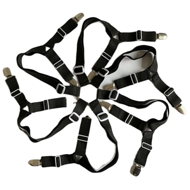 6 sides adjustable standard size bed sheet clips holders suspenders