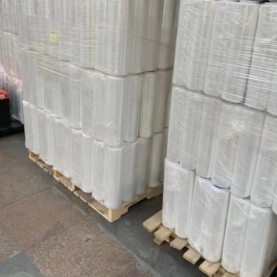 plastik film stretch wrapping roll adhesive tape shrink wrap film virgin roll 50cm