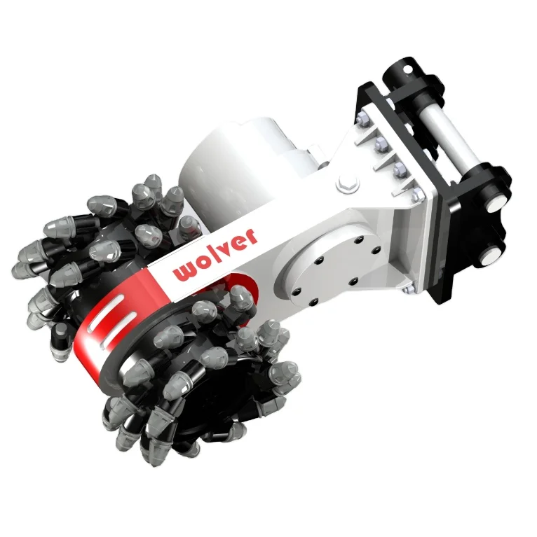 Rotary drum cutter BT40 for 4-6Ton excavator, hydraulic drum cutter for drilling road