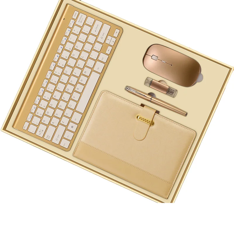 New product ideas promotional gifts keyboard with wireless mouse Power Bnak Notebook pen umbrella business gift set