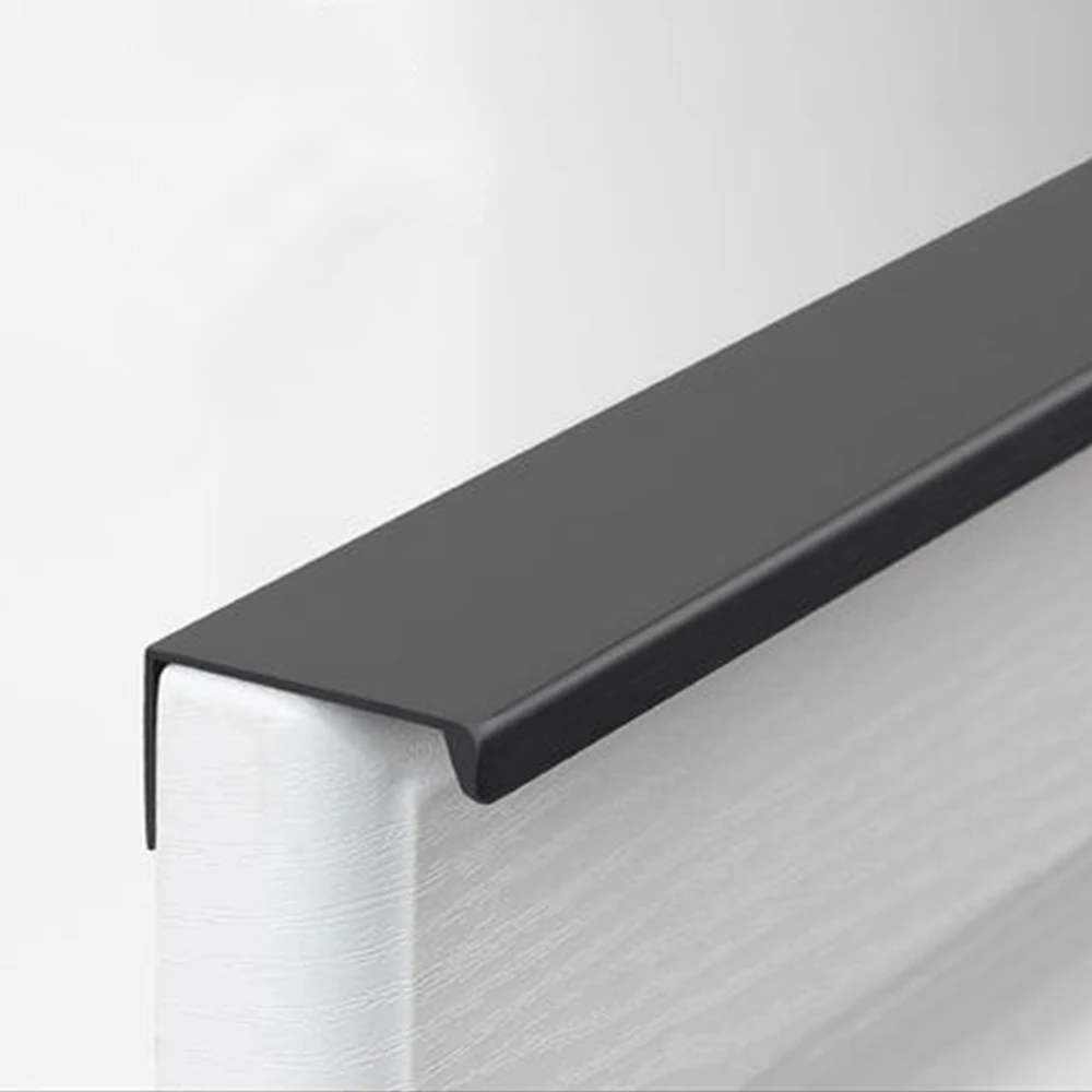 Недорогие сборные аксессуары, современный плоский черный скрытый кухонный шкаф, алюминиевая ручка