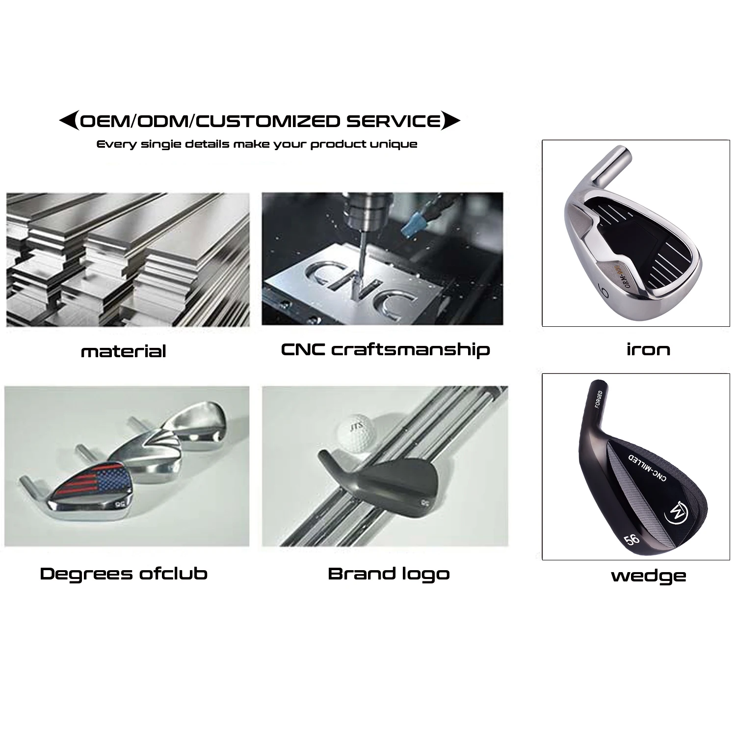 Custom Logo USGA Conforming Golf Wedge CNC Milled Face 52 56 60 Stainless Steel Golf Wedge Forge