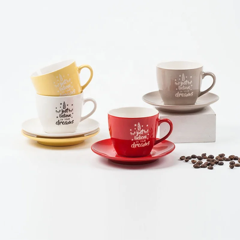 Wholesale High Quality Ceramic Coffee Tea Sets Eco-Friendly Creative Design Hand Painting Style Espresso Ceramic Cup And Saucer