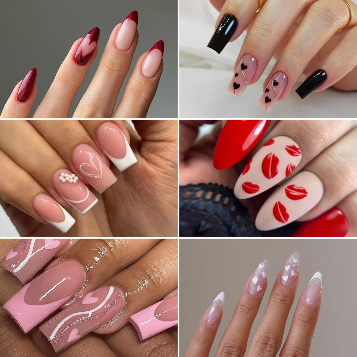 JY luxury Pink Heart French Tip Press on Nails Long Coffin 3D Rhinestones Full Cover Acrylic Fake Nails