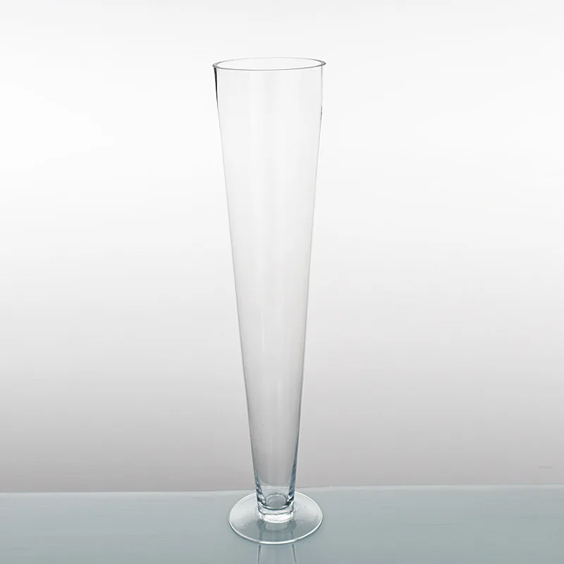 wedding home decor accessories large floor glass vase V-shaped Goblet Table Flowers Road Runner Vase
