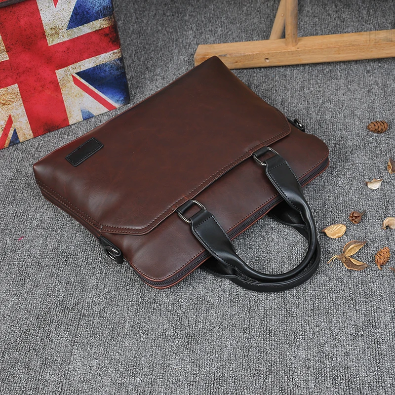 In Stock Laptop Leather Bag for Men Vintage Leather Laptop Bag Mens Laptop Shoulder Bag