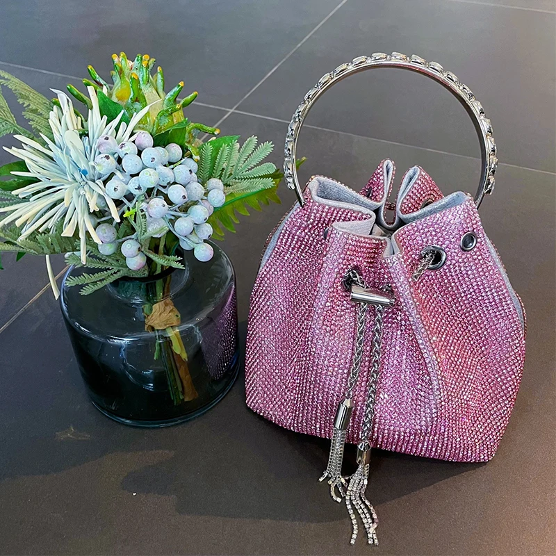 Женский кошелек с блестящими стразами, модный роскошный вечерний кошелек-ведро разных цветов, 2022